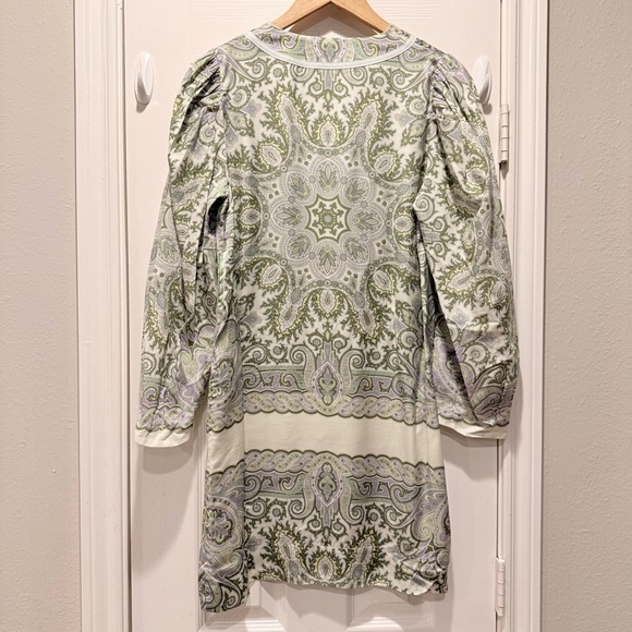 SANDRO PARIS Geraldine Graphic-Print  Mini Dress Sage Green Size FR 38 US6 - Picture 6 of 15